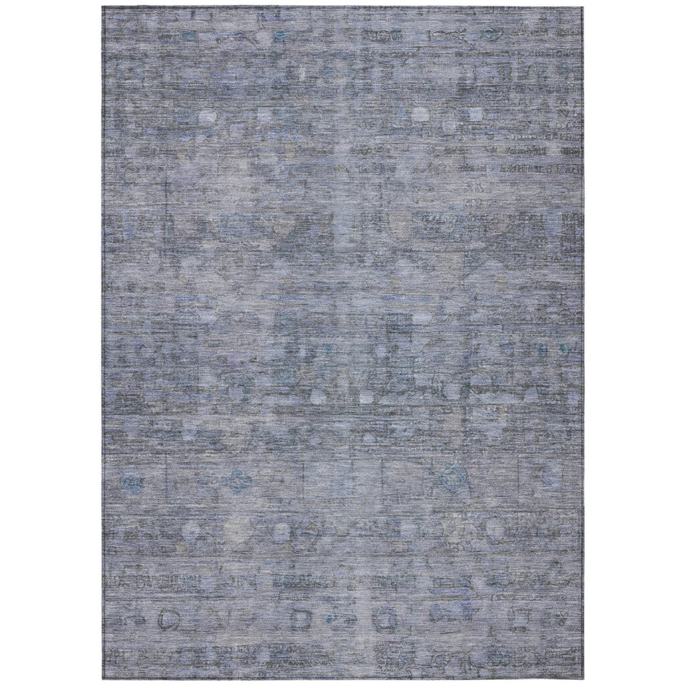 HomeRoots 10' Blue and Gray Geometric Indoor Outdoor Area Rug - Durable, Washable, Perfect for High-Traffic Spaces 620370