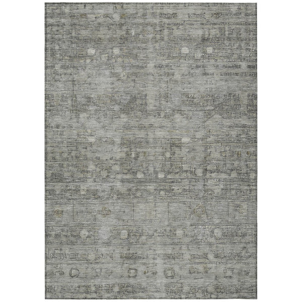 HomeRoots 5' X 8' Geometric Pewter & Gray Washable Area Rug for Indoor/Outdoor Use, Stain-Resistant & Durable 620372