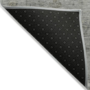 HomeRoots 5' X 8' Geometric Pewter & Gray Washable Area Rug for Indoor/Outdoor Use, Stain-Resistant & Durable 620372