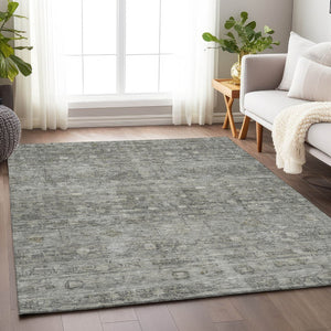 HomeRoots 5' X 8' Geometric Pewter & Gray Washable Area Rug for Indoor/Outdoor Use, Stain-Resistant & Durable 620372