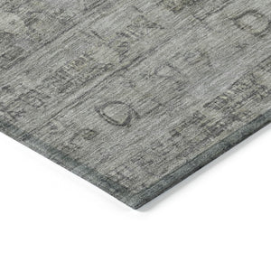 HomeRoots 8' Modern Pewter and Gray Geometric Round Area Rug - Durable, Washable Design for Indoor/Outdoor Use 620373