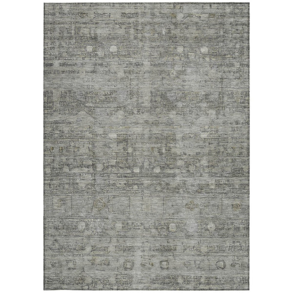 HomeRoots 8' X 10' Stylish Pewter & Gray Geometric Area Rug - Washable, Versatile for Indoor/Outdoor Use! 620374