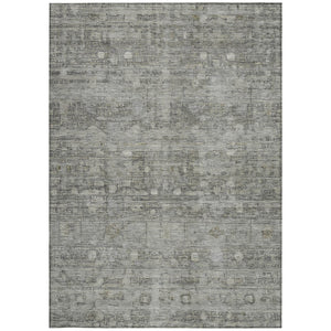 HomeRoots 9' X 12' Stylish Pewter & Gray Geometric Area Rug – Washable Indoor/Outdoor Durable Design! 620375