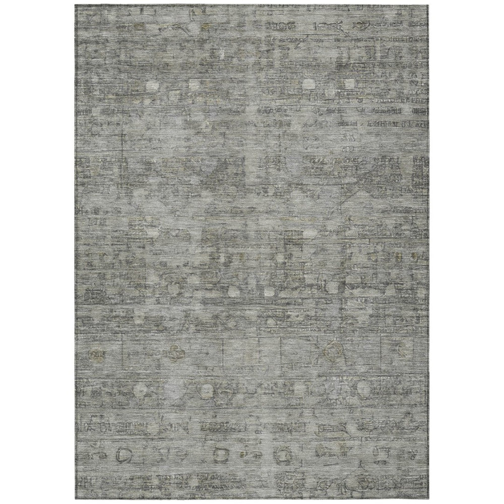 HomeRoots 10' X 14' Stylish Pewter and Gray Geometric Washable Area Rug for Indoor and Outdoor Versatility 620376