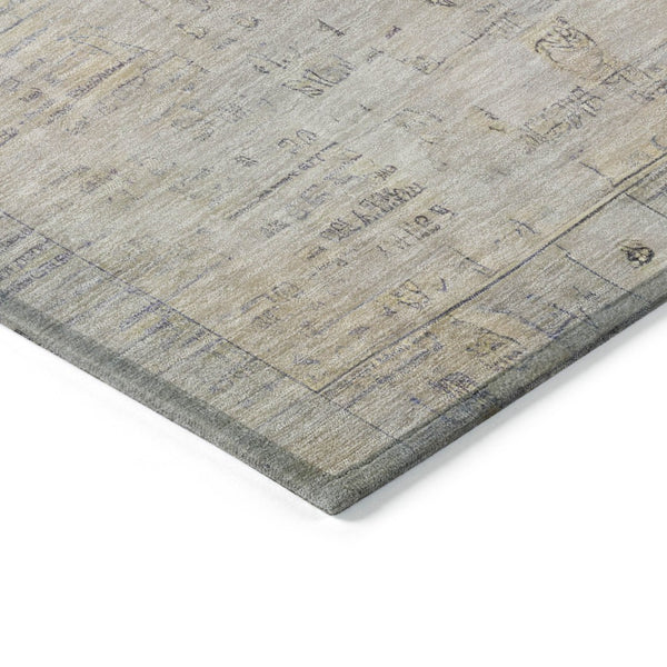 HomeRoots 8' Round Tribal Area Rug in Linen & Gray – Washable, Durable, Modern Design for Indoor & Outdoor Use 620391