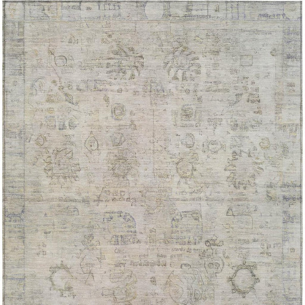 HomeRoots 8' X 10' Linen And Gray Tribal Rug - Stylish, Washable Indoor/Outdoor Design for High-Traffic Areas 620392