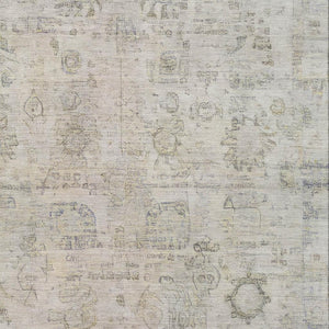 HomeRoots 9' X 12' Stylish Linen & Gray Tribal Area Rug - Durable, Washable, Indoor/Outdoor Versatile Design 620393