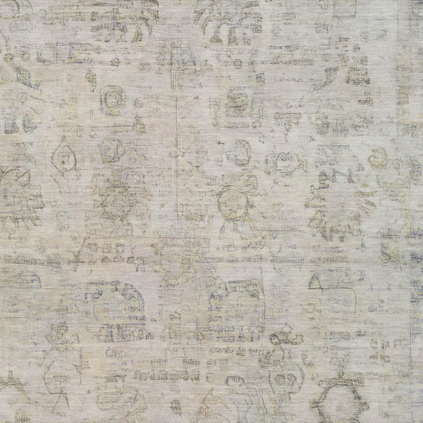 HomeRoots 10' Linen and Gray Tribal Area Rug - Washable, Durable, Indoor/Outdoor Design for High-Traffic Spaces 620394