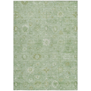 HomeRoots 9' Elegant Damask Area Rug in Artichoke Green, Ivory & Mint - Washable for Indoor/Outdoor Use 620417