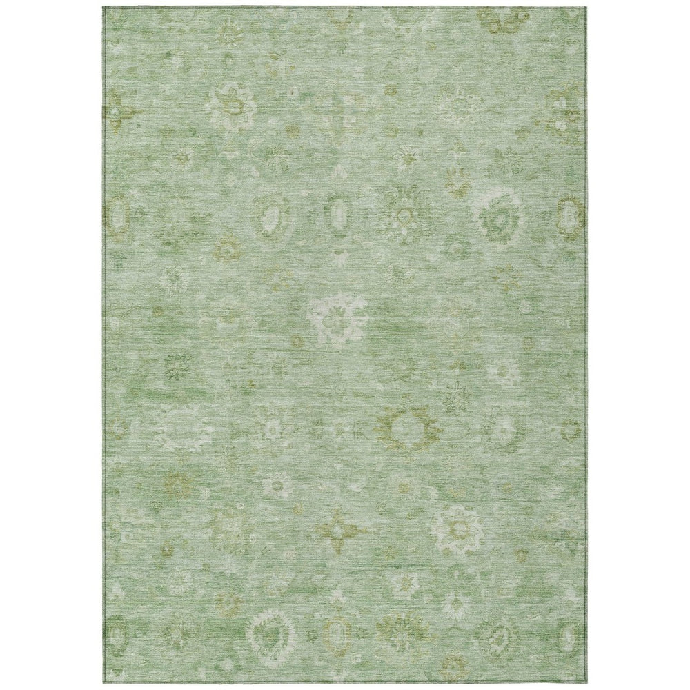 HomeRoots 9' Elegant Damask Area Rug in Artichoke Green, Ivory & Mint - Washable for Indoor/Outdoor Use 620417