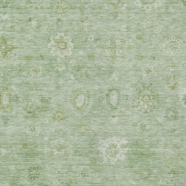 HomeRoots 10' Elegant Artichoke Green Damask Area Rug - Washable, Durable, Perfect for Indoor/Outdoor Use! 620418