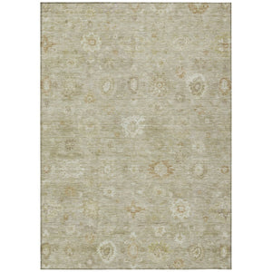 HomeRoots 8' X 10' Washable Damask Area Rug in Beige Tan & Ivory – Durable, Stylish, Perfect for Indoor/Outdoor Use! 620422