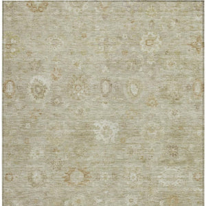 HomeRoots 8' X 10' Washable Damask Area Rug in Beige Tan & Ivory – Durable, Stylish, Perfect for Indoor/Outdoor Use! 620422