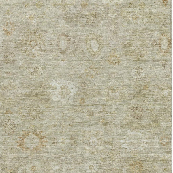 HomeRoots 9' Classic Damask Area Rug in Beige Tan & Ivory - Washable, Durable & Stylish for Indoor/Outdoor Use 620423