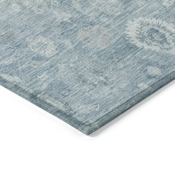 HomeRoots 5' X 8' Elegant Blue Ivory Gray Damask Area Rug - Washable Indoor/Outdoor Style for Any Space 620426