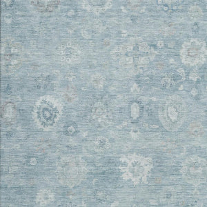 HomeRoots 8' Blue Ivory Gray Damask Area Rug - Elegant, Washable, Stain-Resistant for Indoor & Outdoor Spaces 620428