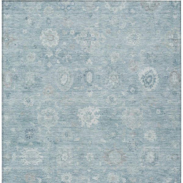 HomeRoots 9' X 12' Blue Ivory Gray Damask Indoor Outdoor Area Rug - Elegant, Washable, Durable & Versatile! 620429