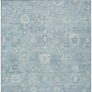 HomeRoots 9' X 12' Blue Ivory Gray Damask Indoor Outdoor Area Rug - Elegant, Washable, Durable & Versatile! 620429