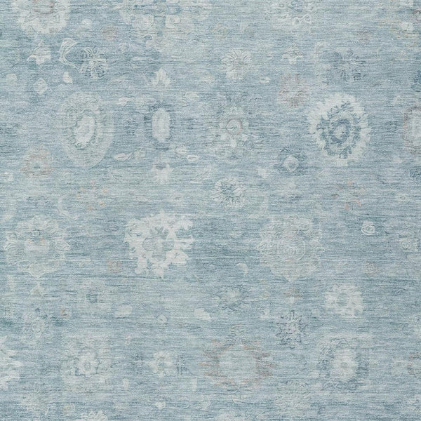 HomeRoots 9' X 12' Blue Ivory Gray Damask Indoor Outdoor Area Rug - Elegant, Washable, Durable & Versatile! 620429