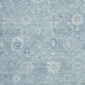 HomeRoots 10' Elegant Blue Ivory and Gray Damask Area Rug - Washable, Stain-Resistant for Indoor & Outdoor Use 620430