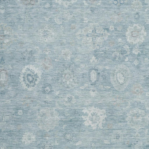 HomeRoots 10' Elegant Blue Ivory and Gray Damask Area Rug - Washable, Stain-Resistant for Indoor & Outdoor Use 620430
