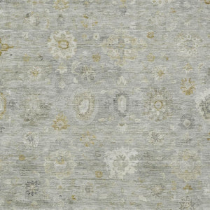HomeRoots 8' X 10' Elegant Gray Ivory Gold Damask Area Rug - Washable, Durable for Indoor & Outdoor Use! 620434