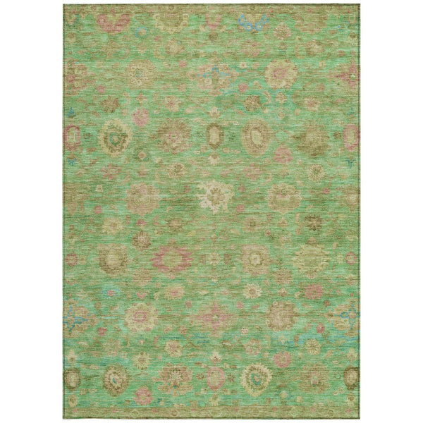 HomeRoots 9' Vibrant Lime Green, Pink & Teal Damask Washable Area Rug for Indoor & Outdoor Use, Durable Design 620441