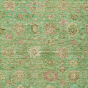 HomeRoots 9' Vibrant Lime Green, Pink & Teal Damask Washable Area Rug for Indoor & Outdoor Use, Durable Design 620441