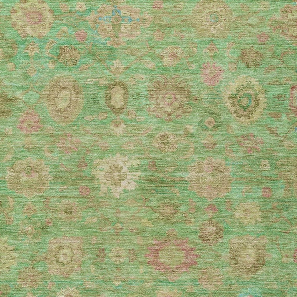 HomeRoots 9' Vibrant Lime Green, Pink & Teal Damask Washable Area Rug for Indoor & Outdoor Use, Durable Design 620441