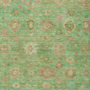 HomeRoots 10' Vibrant Lime Green, Pink & Teal Blue Damask Washable Area Rug for Indoor & Outdoor Use 620442