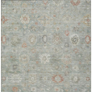 HomeRoots 5' X 8' Elegant Sage Copper Ivory Damask Rug - Machine Washable Indoor Outdoor Style, Durable & Chic 620444
