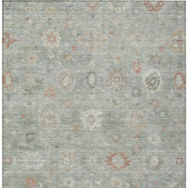 HomeRoots 5' X 8' Elegant Sage Copper Ivory Damask Rug - Machine Washable Indoor Outdoor Style, Durable & Chic 620444