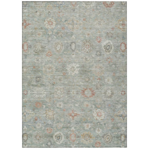 HomeRoots 5' X 8' Elegant Sage Copper Ivory Damask Rug - Machine Washable Indoor Outdoor Style, Durable & Chic 620444