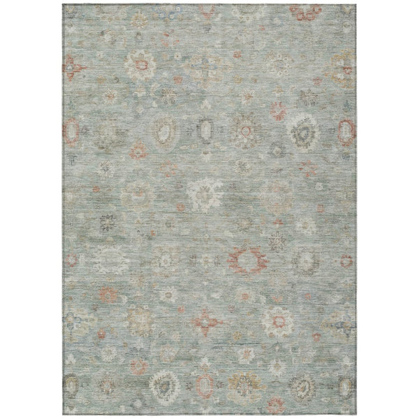 HomeRoots 5' X 8' Elegant Sage Copper Ivory Damask Rug - Machine Washable Indoor Outdoor Style, Durable & Chic 620444