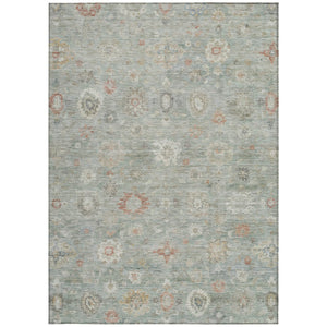 HomeRoots 5' X 8' Elegant Sage Copper Ivory Damask Rug - Machine Washable Indoor Outdoor Style, Durable & Chic 620444
