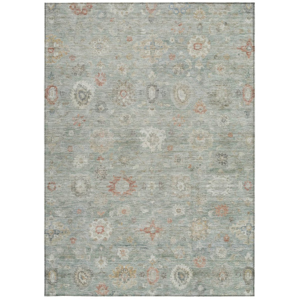 HomeRoots 5' X 8' Elegant Sage Copper Ivory Damask Rug - Machine Washable Indoor Outdoor Style, Durable & Chic 620444