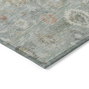 HomeRoots 8' Sage Copper And Ivory Round Damask Rug - Durable, Washable Design for Indoor & Outdoor Elegance 620445