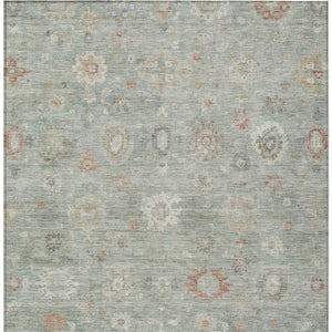 HomeRoots 8' X 10' Sage Copper Damask Area Rug – Indoor/Outdoor, Washable, Durable, Stain-Resistant Elegance 620446