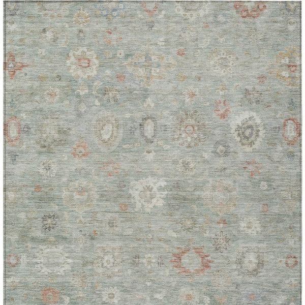 HomeRoots 8' X 10' Sage Copper Damask Area Rug – Indoor/Outdoor, Washable, Durable, Stain-Resistant Elegance 620446