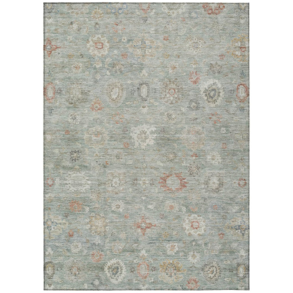 HomeRoots 9' Sage Copper and Ivory Damask Area Rug - Washable, Durable, Stylish for Indoor & Outdoor Use 620447