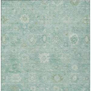 HomeRoots 10' Teal Blue Ivory Tan Damask Area Rug - Washable, Durable Design for Indoor & Outdoor Spaces 620454