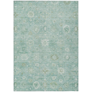 HomeRoots 10' Teal Blue Ivory Tan Damask Area Rug - Washable, Durable Design for Indoor & Outdoor Spaces 620454