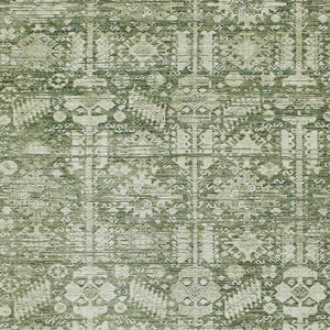 HomeRoots 5' Stylish Artichoke Green & Ivory Tribal Washable Area Rug for Indoor & Outdoor Spaces, 5x8' 620456