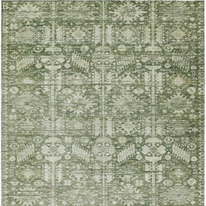 HomeRoots 5' Stylish Artichoke Green & Ivory Tribal Washable Area Rug for Indoor & Outdoor Spaces, 5x8' 620456