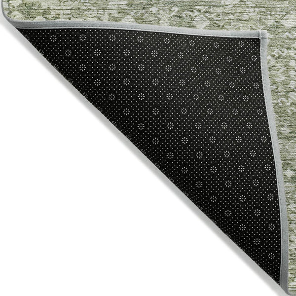 HomeRoots 8' Artichoke Green Round Tribal Rug – Durable, Washable Indoor/Outdoor Area Rug for High-Traffic Spaces 620457
