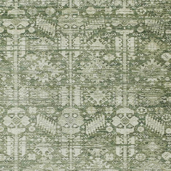 HomeRoots 8' X 10' Artichoke Green Tribal Rug - Washable, Durable, Stylish for Indoor & Outdoor Spaces! 620458