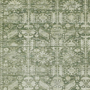 HomeRoots 9' Artichoke Green & Ivory Tribal Area Rug - Washable, Durable for Indoor/Outdoor Spaces, Easy Care 620459