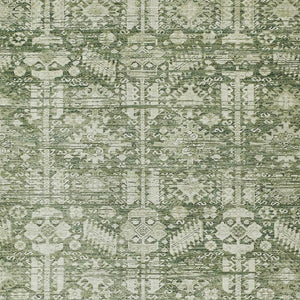 HomeRoots 10' Artichoke Green and Ivory Tribal Area Rug - Washable Indoor/Outdoor, Stylish, Durable Design 620460