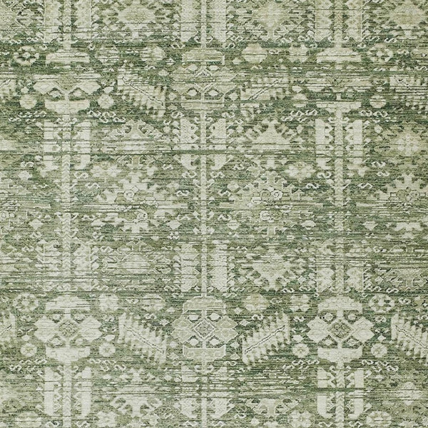 HomeRoots 10' Artichoke Green and Ivory Tribal Area Rug - Washable Indoor/Outdoor, Stylish, Durable Design 620460
