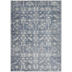 HomeRoots 5' X 8' Blue and Ivory Tribal Area Rug - Durable, Washable, Stylish for Indoor and Outdoor Spaces 620462